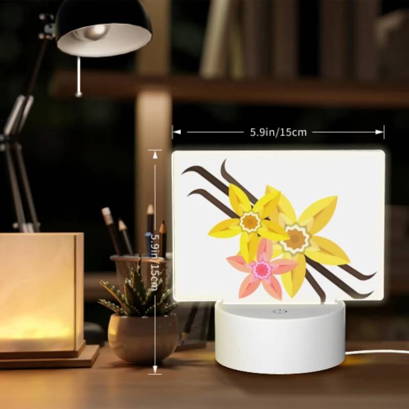 Rectangular Acrylic Night Light, A yellow flower with a pink center is surrounded by other yellow flowers. Rectangular Acrylic Night Light, A Yellow Flower With A Pink Center Is Surrounded By Other Yellow Flowers. -Pattern Night Light 5b227b0624306a738c213e60b116fc42719220b1