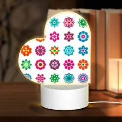 Love Acrylic Night Light, A Collection Of Colorful Flower Icons.