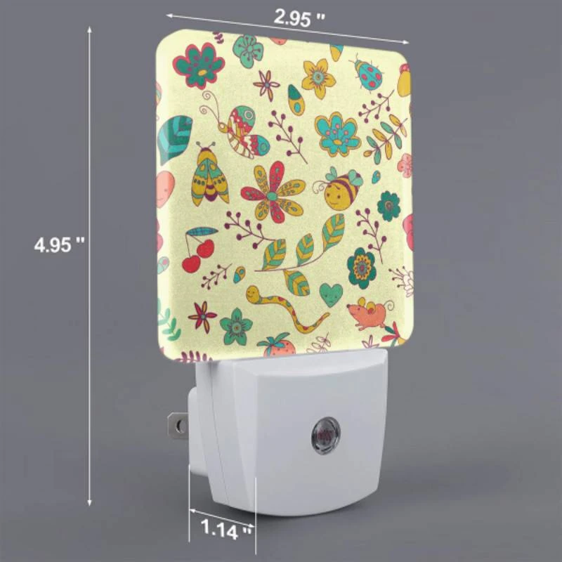 Night Light, A colorful pattern of flowers and leaves with a smiling face. Night Light, A Colorful Pattern Of Flowers And Leaves With A Smiling Face. -Pattern Night Light 5b85872b5a3b5618304f077e7675e741138e62ef