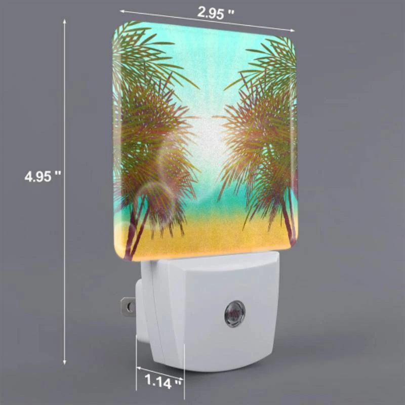 Night Light Set of 2, A sunset with two palm trees in the foreground. Night Light Set Of 2, A Sunset With Two Palm Trees In The Foreground. -Pattern Night Light 5c3407adb2109242bd2e0d0b9d9709e2a7062a30