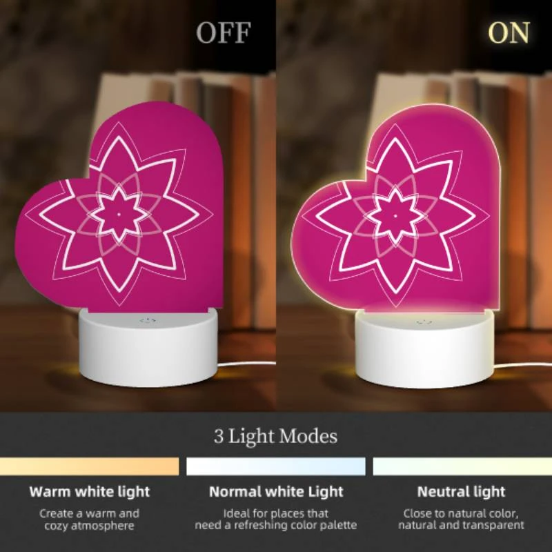 Love Acrylic Night Light, A pink flower with a yellow center. Love Acrylic Night Light, A Pink Flower With A Yellow Center. -Pattern Night Light 5cb4cf743251f304966f4273a465560e6e5fc40c