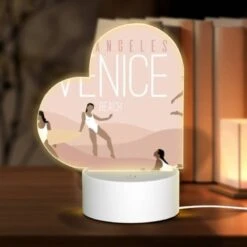 Love Acrylic Night Light, A Woman In A White Bikini Is Laying On A Beach.
