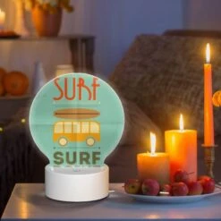 Round Acrylic Night Light, A Surfboard Is On Top Of A Bus. 8 Round Acrylic Night Light, A Surfboard Is On Top Of A Bus. -Pattern Night Light 5ccb3e535a6ac1a2b877b5499c0106c09566df4e