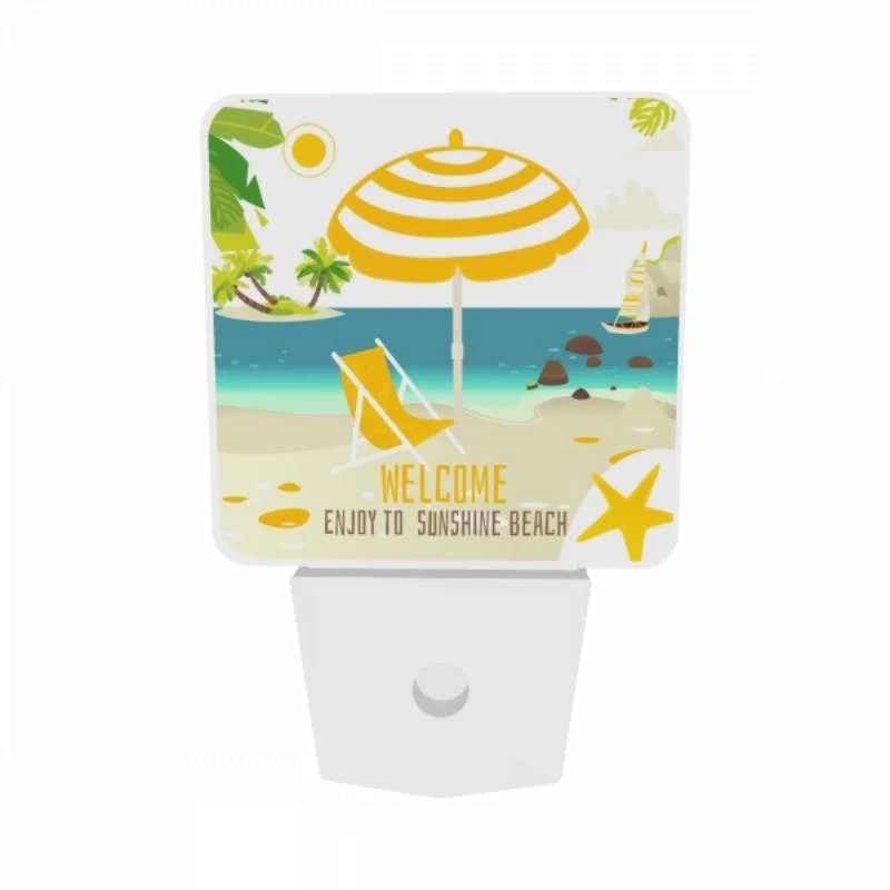 Night Light Set of 2, A yellow and white umbrella is set up on a beach Night Light Set Of 2, A Yellow And White Umbrella Is Set Up On A Beach -Pattern Night Light 5d138757c46af83603de45f8b1f5e711f85a0d7f