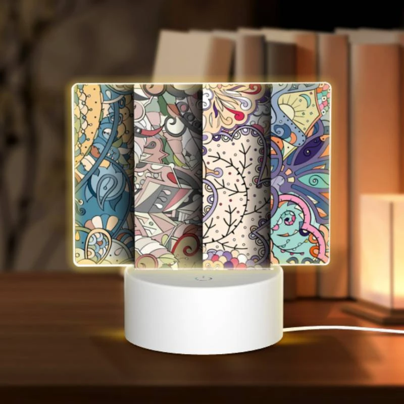 Rectangular Acrylic Night Light, Four different colored designs of flowers and leaves. Rectangular Acrylic Night Light, Four Different Colored Designs Of Flowers And Leaves. -Pattern Night Light 5da25b40ab783fc6c1254051a80fbb702563789d