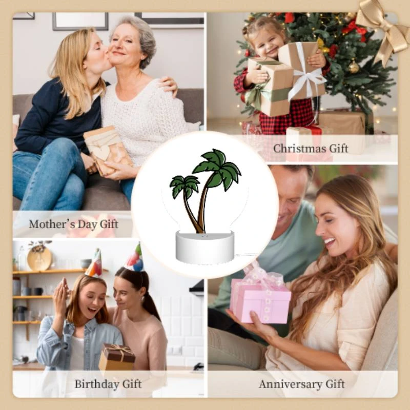 Round Acrylic Night Light, A green and brown palm tree with a brown trunk. Round Acrylic Night Light, A Green And Brown Palm Tree With A Brown Trunk. -Pattern Night Light 5df8f843f5cdecf49ae20bc9b6f416894f5ca83d