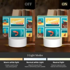 Rectangular Acrylic Night Light, A Collection Of Six Postage Stamps Featuring Beach And Ocean Themes. 4 Rectangular Acrylic Night Light, A Collection Of Six Postage Stamps Featuring Beach And Ocean Themes. -Pattern Night Light 5e1a3c20e477056bde180704b32d4b225c8e305d