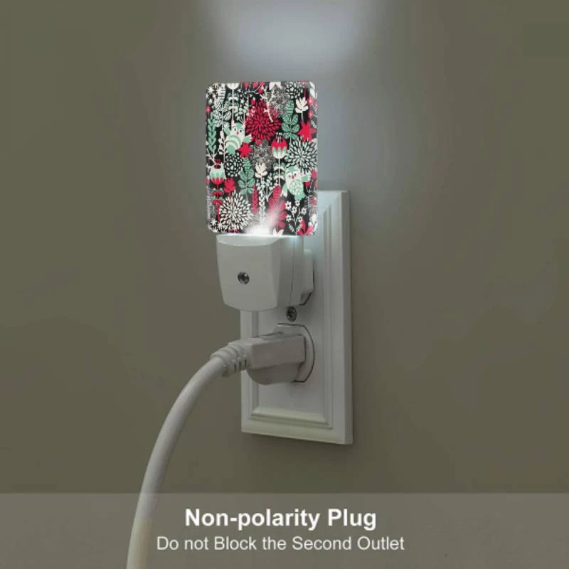 Night Light Set of 2, A colorful floral pattern with a bird and a red apple. Night Light Set Of 2, A Colorful Floral Pattern With A Bird And A Red Apple. -Pattern Night Light 5ed55ddf279742ec0018f46d8d418042c1d9a084