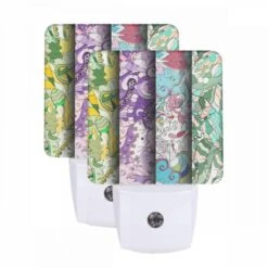 Night Light Set Of 2, Four Different Colored Designs Of A Clock.