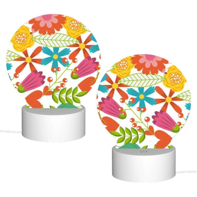Round Acrylic Night Light, A colorful flower pattern with a heart shape. Round Acrylic Night Light, A Colorful Flower Pattern With A Heart Shape. -Pattern Night Light 6028f62189f9998dc7bc06cd471a08922d8718f8