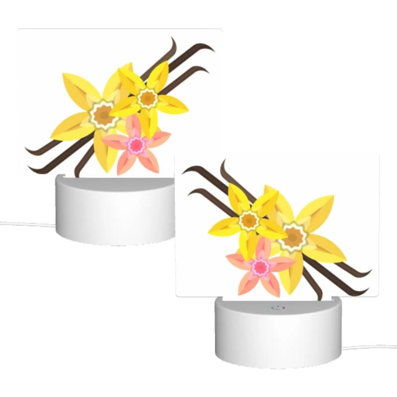 Rectangular Acrylic Night Light, A yellow flower with a pink center is surrounded by other yellow flowers. Rectangular Acrylic Night Light, A Yellow Flower With A Pink Center Is Surrounded By Other Yellow Flowers. -Pattern Night Light 603c872d9ea5f97762fc417002dcb615ed7f68ff