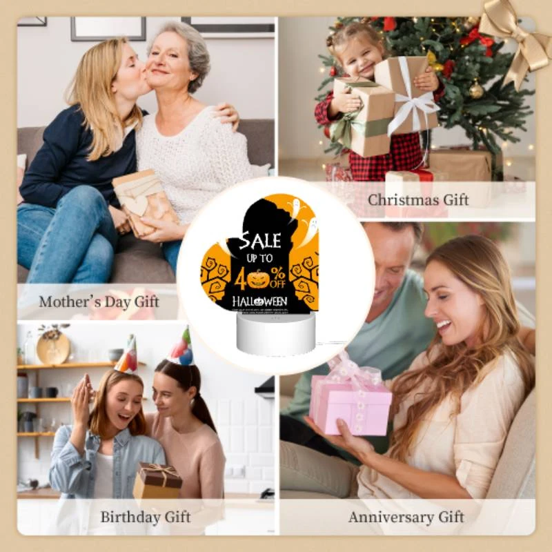 Love Acrylic Night Light, A Halloween sale sign advertises a 40% discount. Love Acrylic Night Light, A Halloween Sale Sign Advertises A 40% Discount. -Pattern Night Light 6073725b013515f320cd5fd03d1919b85e7e5092