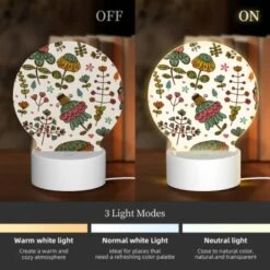 Round Acrylic Night Light, A Colorful Floral Pattern With A Variety Of Flowers And Leaves. 4 Round Acrylic Night Light, A Colorful Floral Pattern With A Variety Of Flowers And Leaves. -Pattern Night Light 607627bffcf148cace7d15f20a90c4ad9858ca24