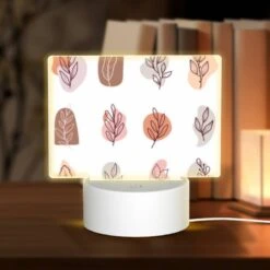 Rectangular Acrylic Night Light, A Collection Of Leaves In Different Colors.