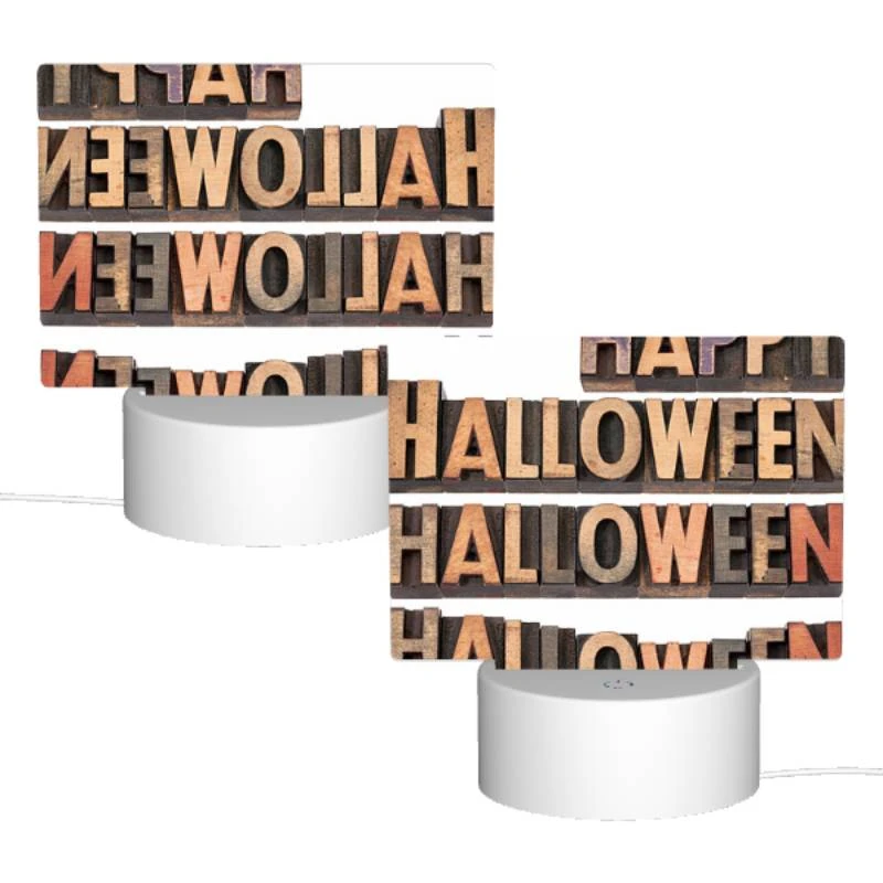 Rectangular Acrylic Night Light, A wooden sign that says "Happy Halloween" on it. Rectangular Acrylic Night Light, A Wooden Sign That Says "Happy Halloween" On It. -Pattern Night Light 6098f21a250dfe5523a6efe357ee65dc5e9f17f8