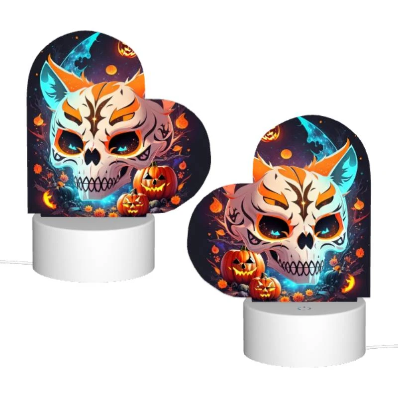 Love Acrylic Night Light, A skull with a pumpkin face and a cat face. Love Acrylic Night Light, A Skull With A Pumpkin Face And A Cat Face. -Pattern Night Light 60ca1987ab3a090d7b2d05cd5144827c1e285221