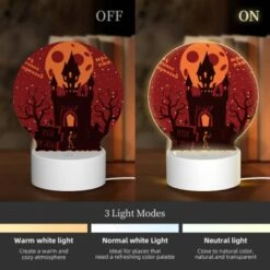 Round Acrylic Night Light, A Poster Advertising A Halloween Party. -Pattern Night Light 6153500673a91164fea0689923f464e2e7177000