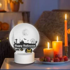 Round Acrylic Night Light, A Poster With A Halloween Theme Featuring A Carousel -Pattern Night Light 61587d63346420c00e4e50e02260423a76d11fa0