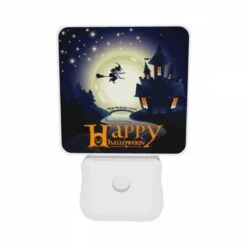 Night Light Set Of 2, A Witch On A Broom Flies Over A Castle During A Halloween Celebration. 9 Night Light Set Of 2, A Witch On A Broom Flies Over A Castle During A Halloween Celebration. -Pattern Night Light 616111318a3b38e91bfcd545d8fa81132b8da6ec