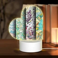 Love Acrylic Night Light, Three Colorful Paintings Are Displayed Side By Side.