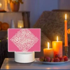 Rectangular Acrylic Night Light, A Pink Square With White Flowers On It. 8 Rectangular Acrylic Night Light, A Pink Square With White Flowers On It. -Pattern Night Light 6218d4349e8e2caa06f8ff550b323b8b853cb56e