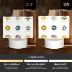 Rectangular Acrylic Night Light, A Collection Of Six Different Colored Flowers. 4 Rectangular Acrylic Night Light, A Collection Of Six Different Colored Flowers. -Pattern Night Light 6304d1bdc59a24b4594f96044dd551629a6f58dc