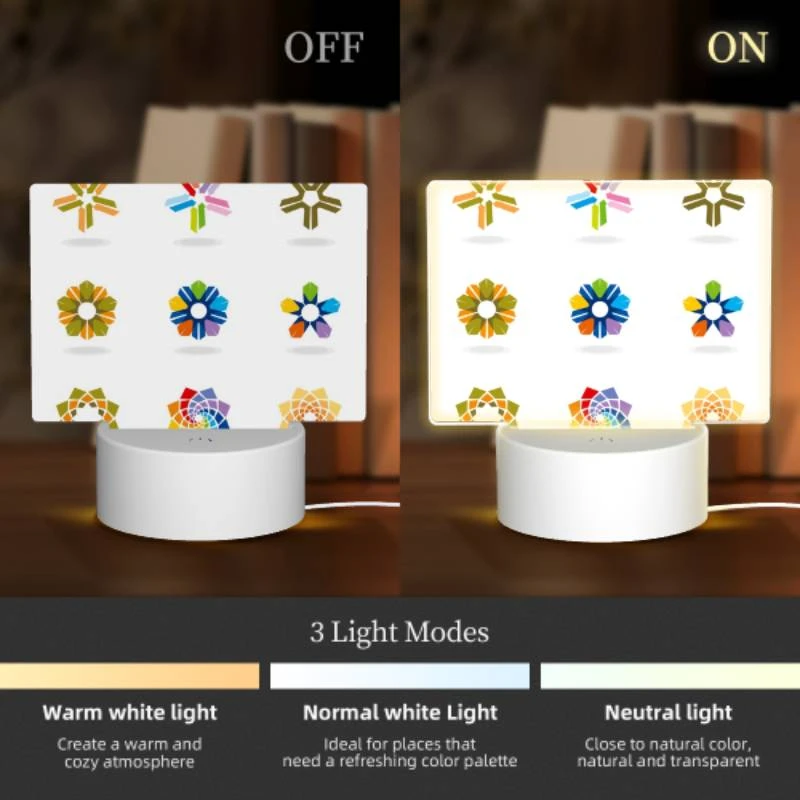 Rectangular Acrylic Night Light, A collection of six different colored flowers. Rectangular Acrylic Night Light, A Collection Of Six Different Colored Flowers. -Pattern Night Light 6304d1bdc59a24b4594f96044dd551629a6f58dc