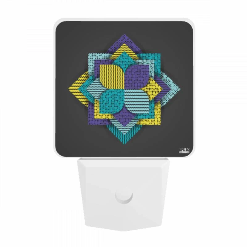 Night Light, A colorful geometric pattern is displayed on a black background. Night Light, A Colorful Geometric Pattern Is Displayed On A Black Background. -Pattern Night Light 642ddb061a792ac4c9b2a31f076000fa90545994