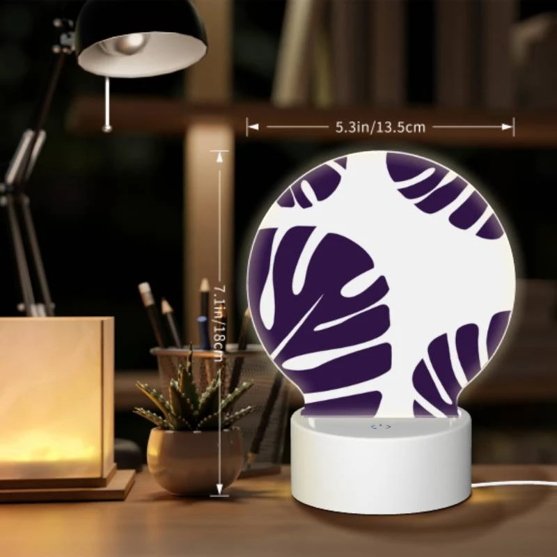 Round Acrylic Night Light, A pattern of leaves on a white background. Round Acrylic Night Light, A Pattern Of Leaves On A White Background. -Pattern Night Light 64300e7635a2e1a9b7d32c5c31ff1dcd0c6543b1