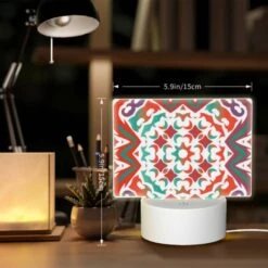 Rectangular Acrylic Night Light, A Colorful And Intricate Design On A Red Background. 7 Rectangular Acrylic Night Light, A Colorful And Intricate Design On A Red Background. -Pattern Night Light 645a63e20e8cf00e862f4949c7f235e91e45eeac