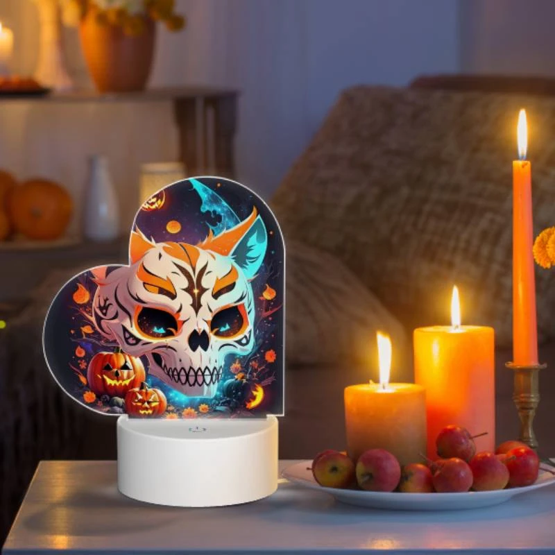 Love Acrylic Night Light, A skull with a pumpkin face and a cat face. Love Acrylic Night Light, A Skull With A Pumpkin Face And A Cat Face. -Pattern Night Light 6475551ae2df0e25850c542e04f5841ebe6ce9cf