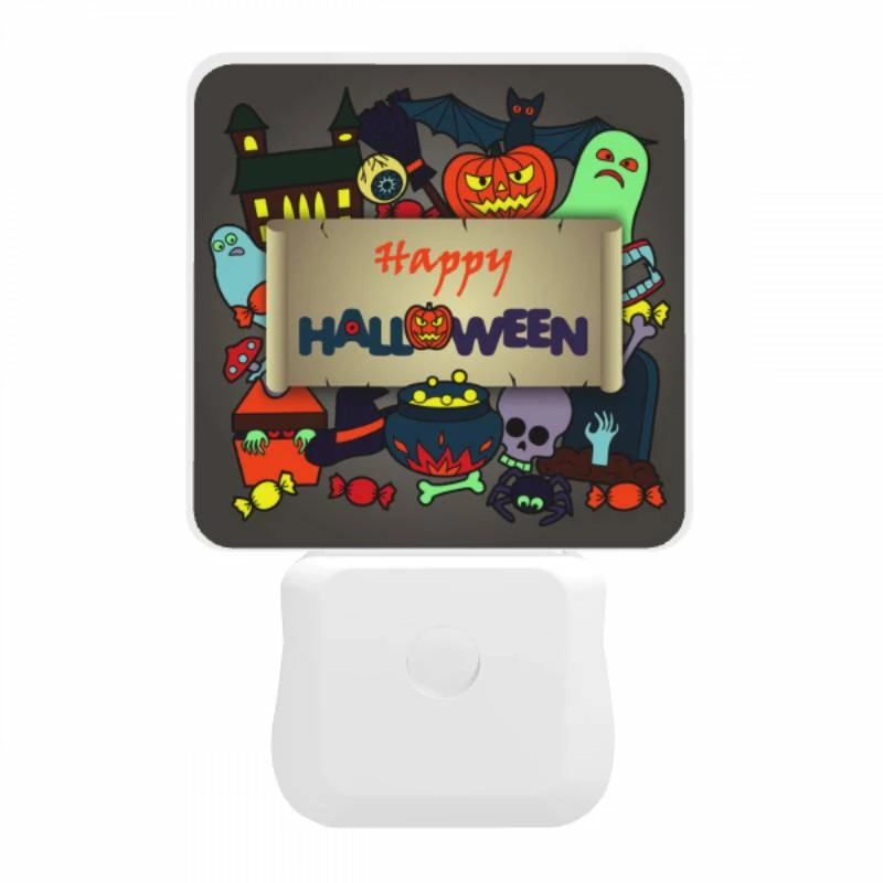 Night Light, A colorful Halloween sign with a variety of Halloween decorations. Night Light, A Colorful Halloween Sign With A Variety Of Halloween Decorations. -Pattern Night Light 6515d86ec33036c0906309e48f2631e0b0992f6d