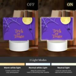 Rectangular Acrylic Night Light, A Spooky Halloween Scene With A Spider Hanging From A Tree And A Full Moon In The Background. 4 Rectangular Acrylic Night Light, A Spooky Halloween Scene With A Spider Hanging From A Tree And A Full Moon In The Background. -Pattern Night Light 652a2c2bffcf9f90ed286efa4e9d70ac8b846e41