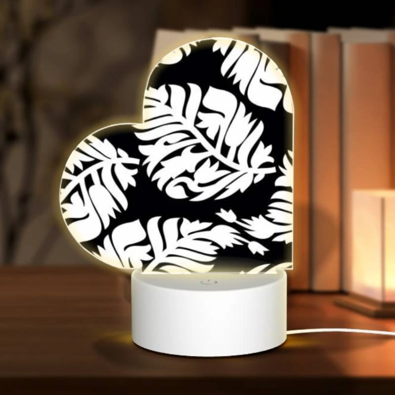 Love Acrylic Night Light, A black and white pattern of leaves. Love Acrylic Night Light, A Black And White Pattern Of Leaves. -Pattern Night Light 65b37ca72037a765d61a06ab6eda973b57ea9617
