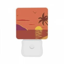 Night Light Set Of 2, A Sunset With A Palm Tree And Birds In The Sky. 10 Night Light Set Of 2, A Sunset With A Palm Tree And Birds In The Sky. -Pattern Night Light 66b9718ab422c7f09da7e921e51b6eaa5f4f09b6