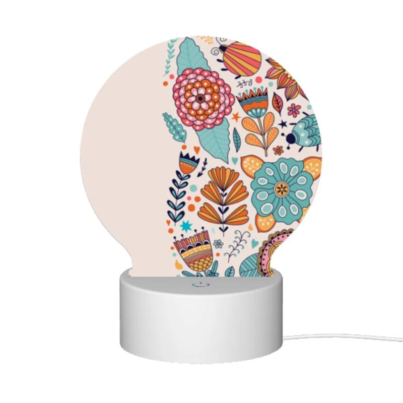 Round Acrylic Night Light, A colorful collection of flowers and leaves. Round Acrylic Night Light, A Colorful Collection Of Flowers And Leaves. -Pattern Night Light 66bfda199bf19ac8a7557e589c6d69bb8c6cad83