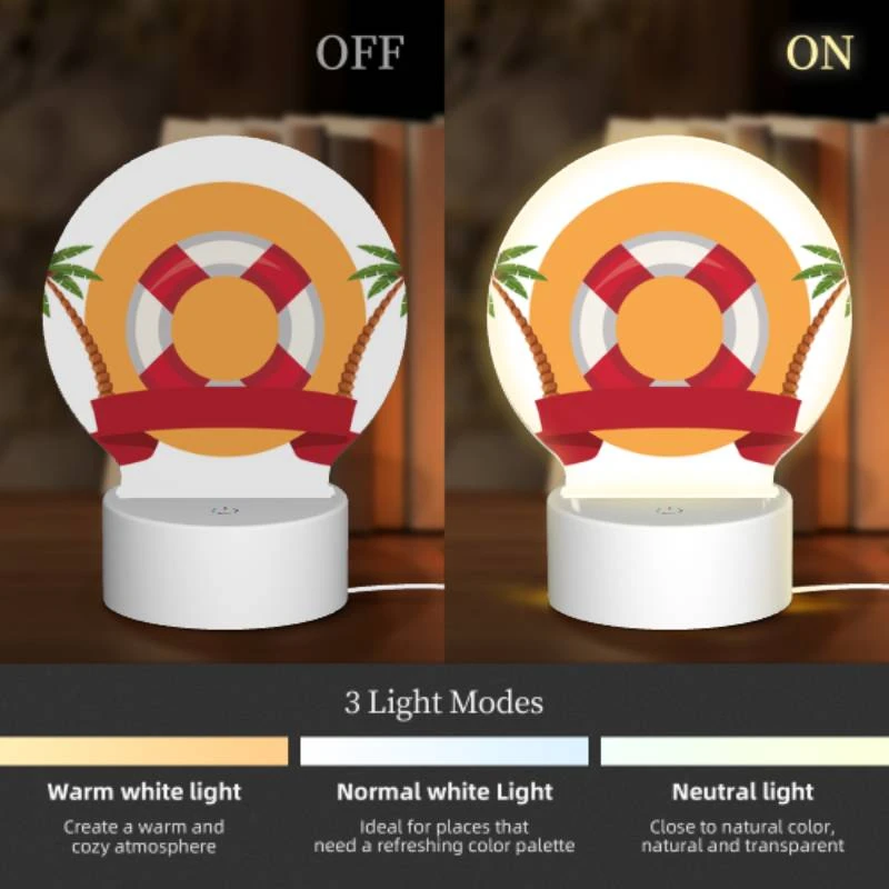 Round Acrylic Night Light, A lifesaver with a red ribbon on it. Round Acrylic Night Light, A Lifesaver With A Red Ribbon On It. -Pattern Night Light 66e09859503493db1c3e7c9b78f5a40462aea6d3