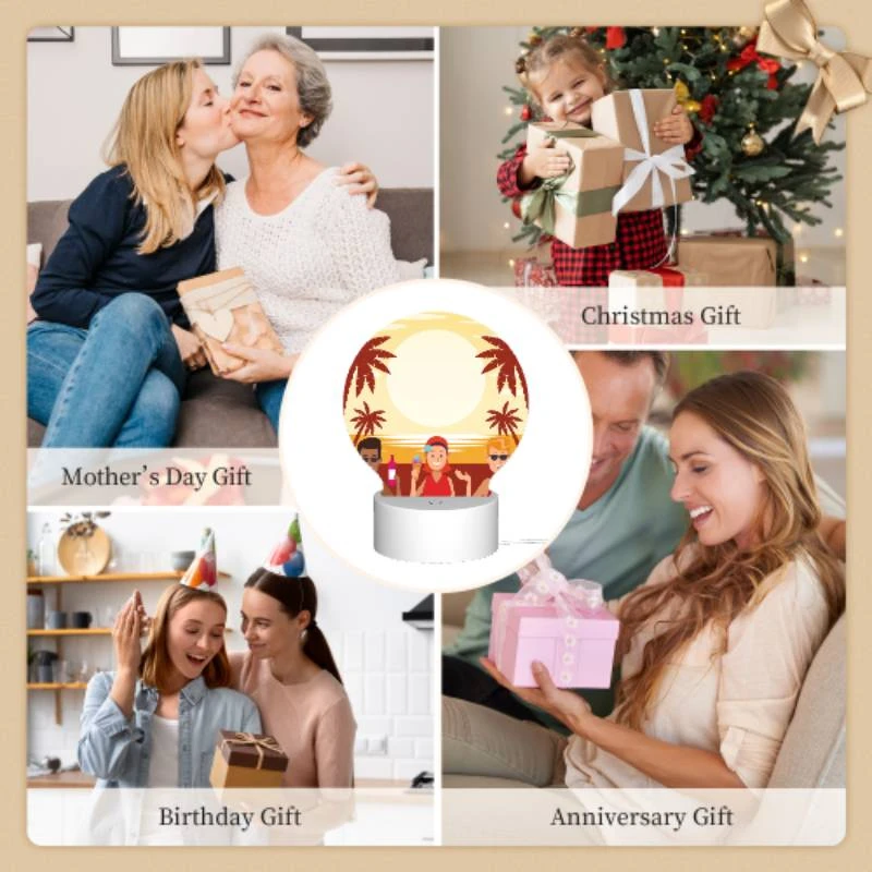 Round Acrylic Night Light, Three people are standing on a beach Round Acrylic Night Light, Three People Are Standing On A Beach -Pattern Night Light 66f7c1346faa4481b3b36630a2ab656e4b9611d8