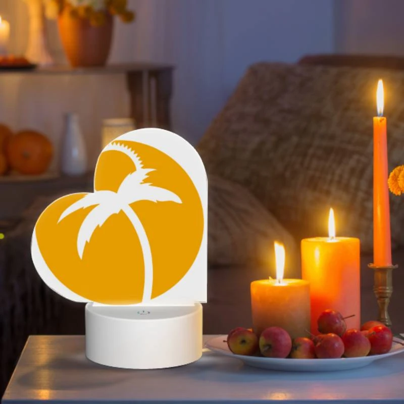 Love Acrylic Night Light, A yellow circle with a palm tree in it. Love Acrylic Night Light, A Yellow Circle With A Palm Tree In It. -Pattern Night Light 678235dfbb037316094cd0bb26183f674365ba7c