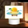 Rectangular Acrylic Night Light, A Cartoon Of A Beach With A Sun And Palm Trees. 1 Rectangular Acrylic Night Light, A Cartoon Of A Beach With A Sun And Palm Trees. -Pattern Night Light 678f70ddd7cd0e34bea0f127c70c7c03426c95cd