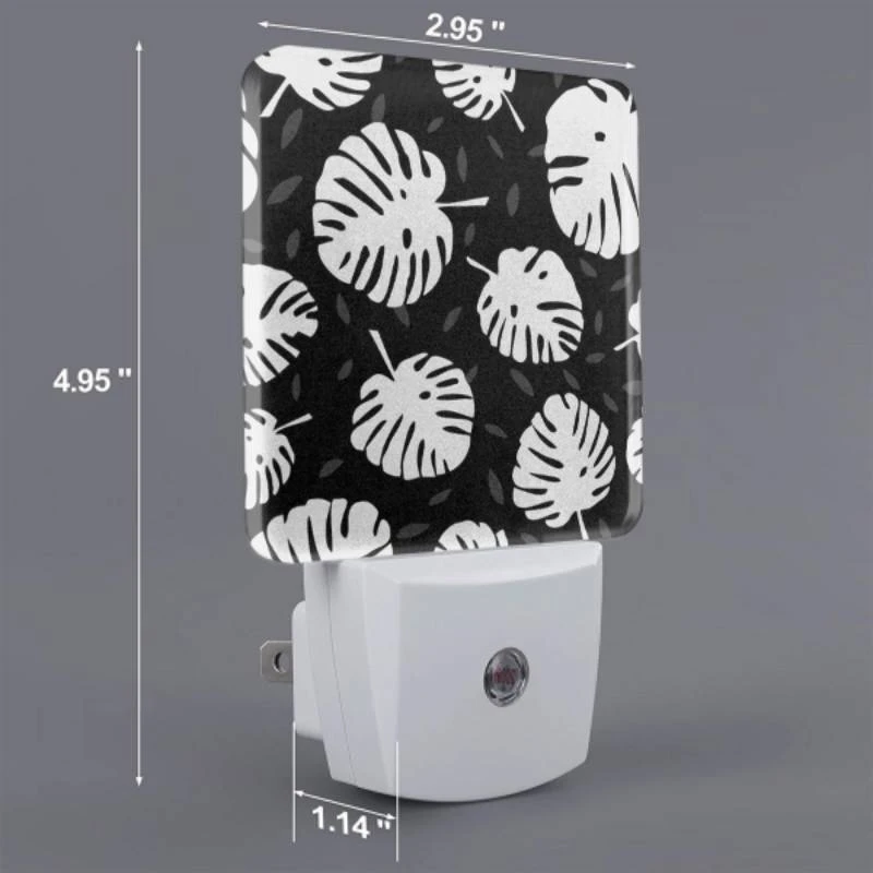 Night Light Set of 2, A pattern of leaves and flowers on a black background. Night Light Set Of 2, A Pattern Of Leaves And Flowers On A Black Background. -Pattern Night Light 68097c794df31e62ef434f72b870d78b20d9fb54