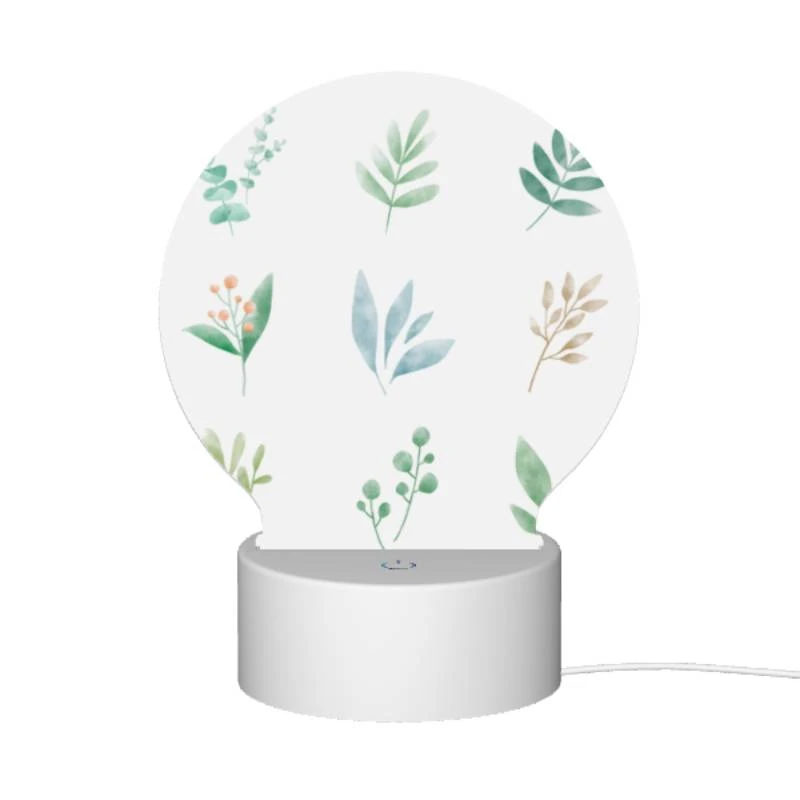Round Acrylic Night Light, Six different types of plants are shown in a row. Round Acrylic Night Light, Six Different Types Of Plants Are Shown In A Row. -Pattern Night Light 680ee588b5cd7371f88998c64b661234e5b6a346