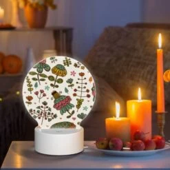 Round Acrylic Night Light, A Colorful Floral Pattern With A Variety Of Flowers And Leaves. 8 Round Acrylic Night Light, A Colorful Floral Pattern With A Variety Of Flowers And Leaves. -Pattern Night Light 68282c40c1bb9c3f4fdf6ebcaebcca4d1fcf3fab