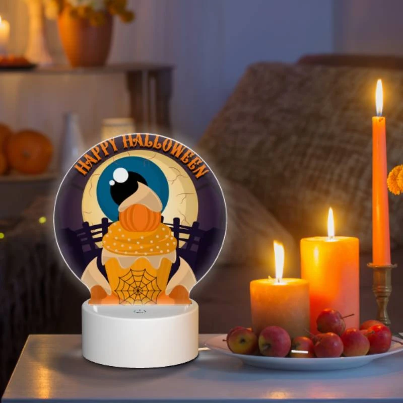 Round Acrylic Night Light, A Halloween themed image of a cake with a spider web on it. Round Acrylic Night Light, A Halloween Themed Image Of A Cake With A Spider Web On It. -Pattern Night Light 68b289ba3d3cd62d8303435899f1eaf453d2730c