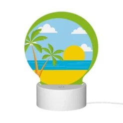 Round Acrylic Night Light, A Sunset Over The Ocean With Palm Trees In The Foreground. 11 Round Acrylic Night Light, A Sunset Over The Ocean With Palm Trees In The Foreground. -Pattern Night Light 68b73135e254749caf31c82eac49d591dcaf92cc