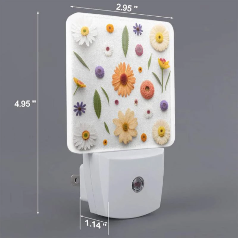 Night Light, A variety of flowers are arranged on a white background. Night Light, A Variety Of Flowers Are Arranged On A White Background. -Pattern Night Light 68c9be10da4527fe510d54b011b39a3fed9845f4