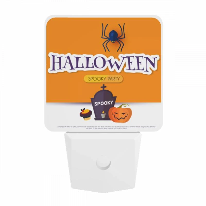Night Light, A spooky Halloween party is advertised with a spider and a spooky cake. Night Light, A Spooky Halloween Party Is Advertised With A Spider And A Spooky Cake. -Pattern Night Light 6913b2c8967a4b197430ad4faf12dbe0d48aae70