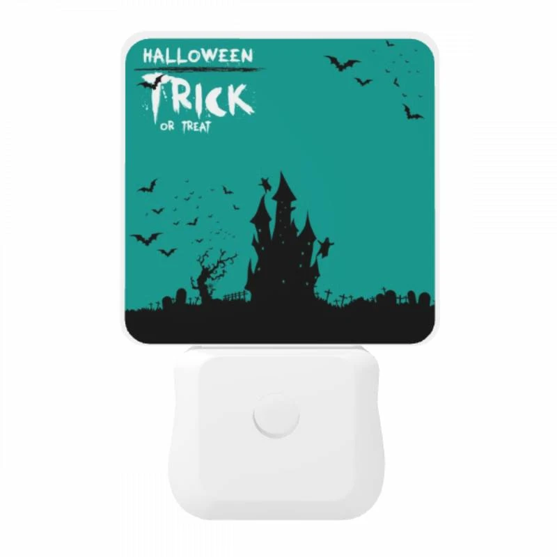 Night Light, A Halloween trick or treat poster with a castle and bats. Night Light, A Halloween Trick Or Treat Poster With A Castle And Bats. -Pattern Night Light 69a2ca0e47c7bc53ed9892e178d0aec8c9168a6a