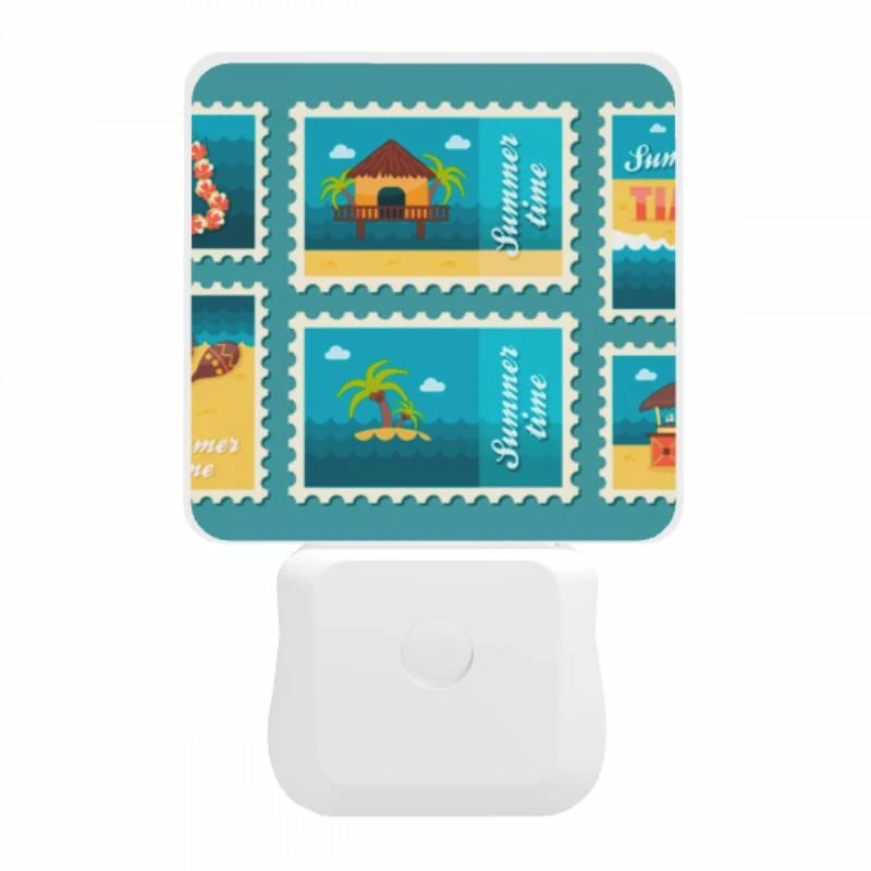 Night Light, A collection of six different colored postage stamps featuring beach and tropical themes. Night Light, A Collection Of Six Different Colored Postage Stamps Featuring Beach And Tropical Themes. -Pattern Night Light 69a5e764e4d69c8b12b72750e8b00e41d5ad9813