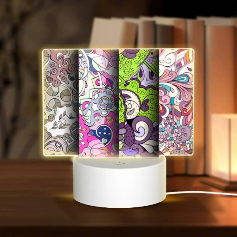 Rectangular Acrylic Night Light, Three colorful designs are displayed on a wall. Rectangular Acrylic Night Light, Three Colorful Designs Are Displayed On A Wall. -Pattern Night Light 6a57e5ea7617b4fa45ec4434164d401929a996ff